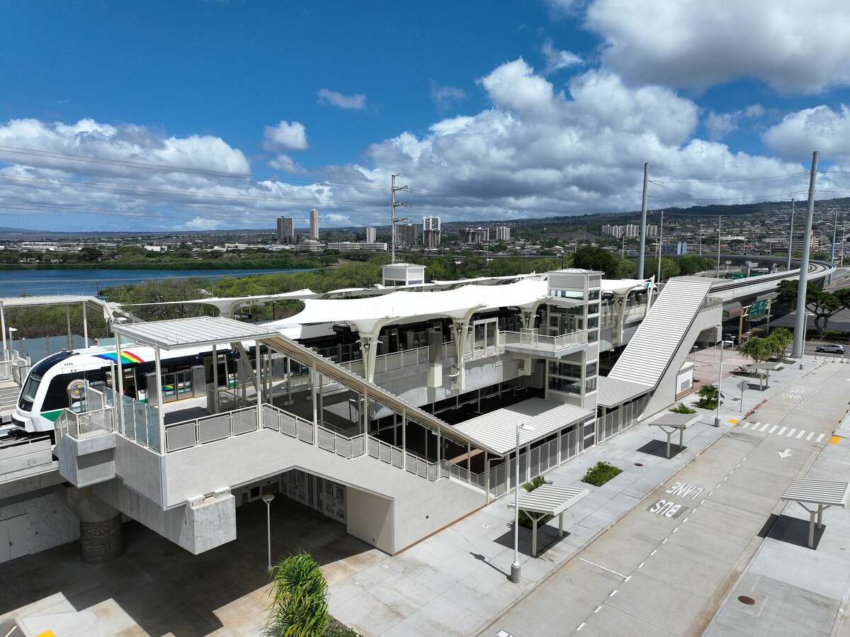 The Halawa Station has a park-and-ride lot and is within walking distance of Aloha Stadium in Halawa, Hawaii.