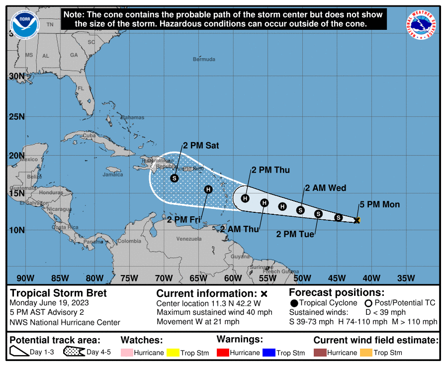 Tropical Storm Bret forms in Atlantic, likely no threat to Houston