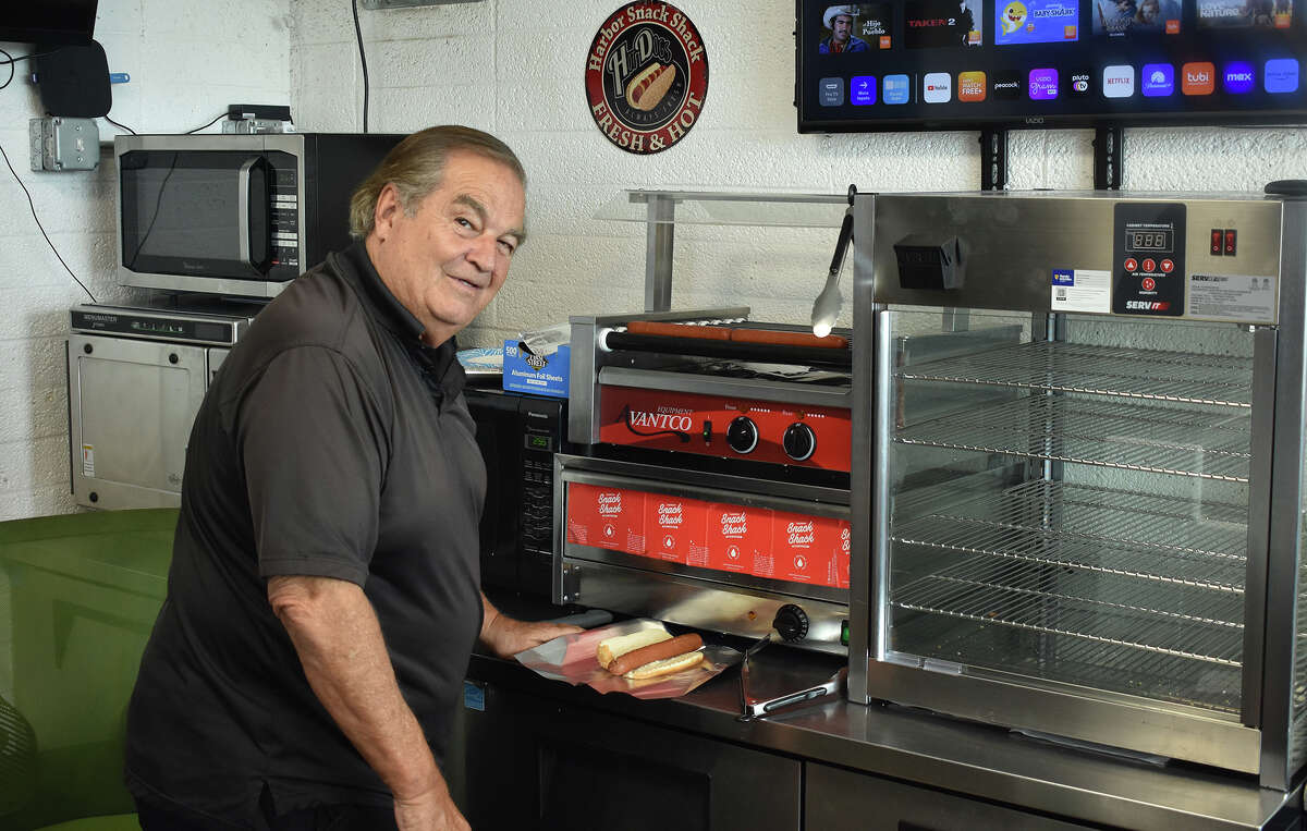 Owner Dick Lawrence inside their Santa Barbara Harbor concession the Harbor Snack Shack on May 31, 2023. 