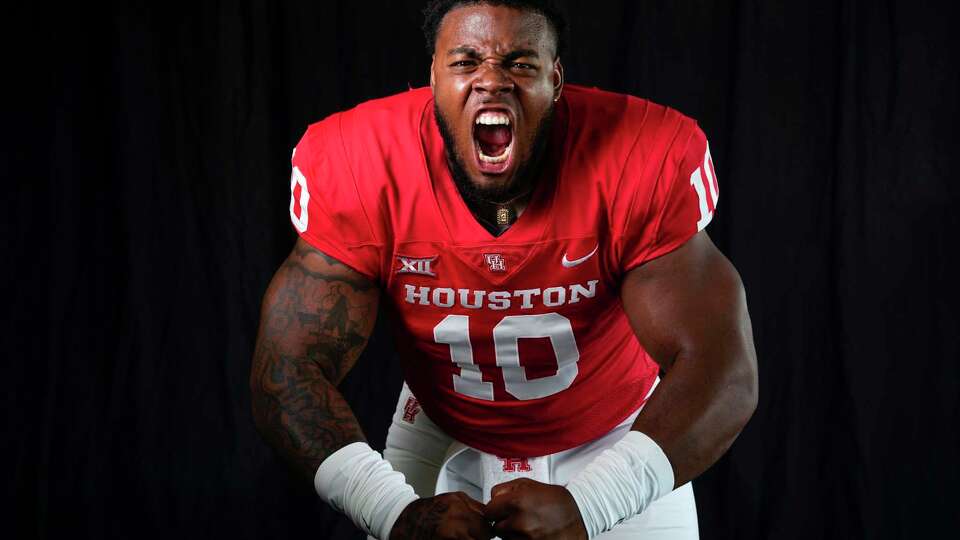 University of Houston defensive lineman Chidozie Nwankwo poses for a portrait on Tuesday, June 20, 2023 in Houston