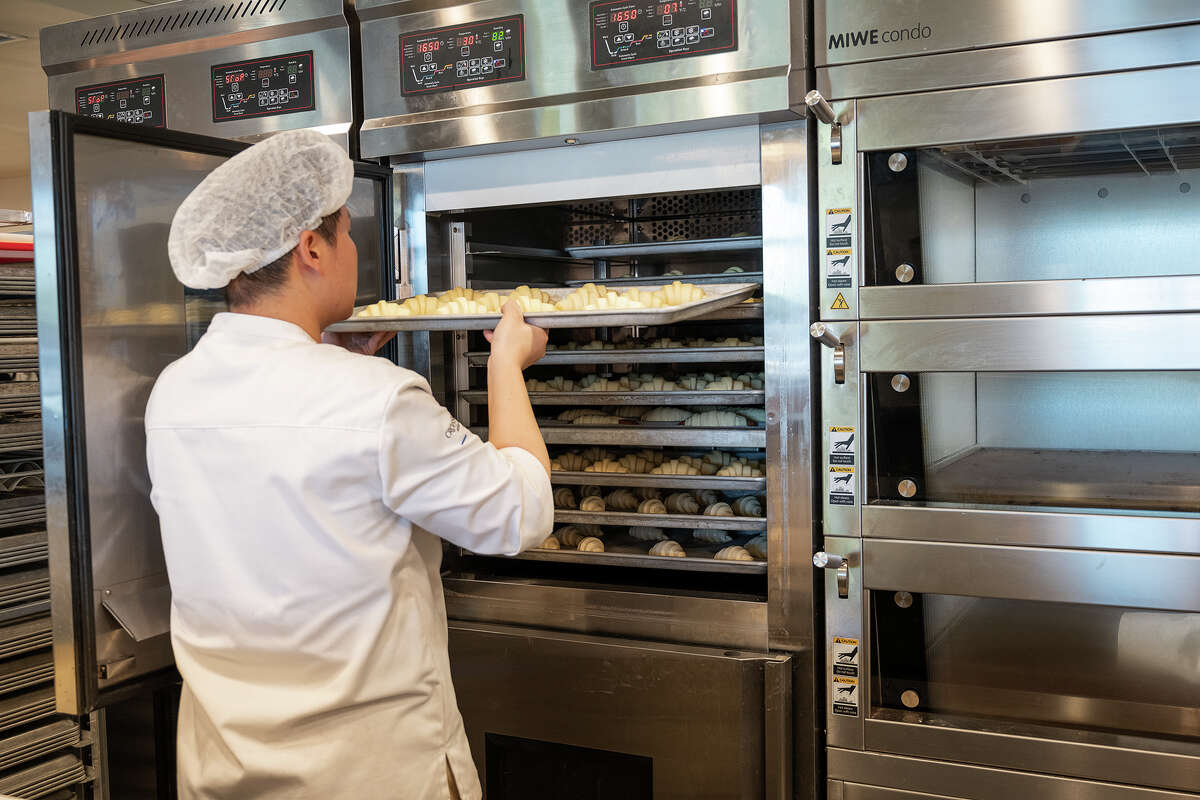 Chef making croissants at Croissante in Santa Clara, Calif., June 20, 2023.