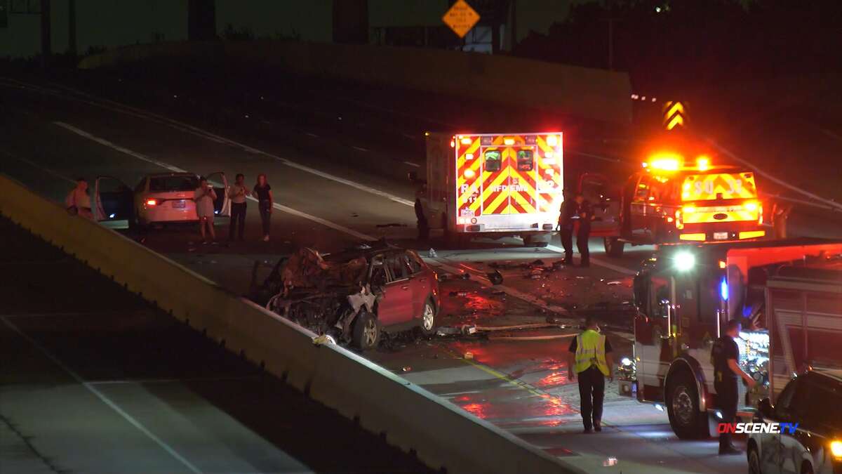 A fatal motorcycle crash closes Houston SW Freeway on Friday Morning