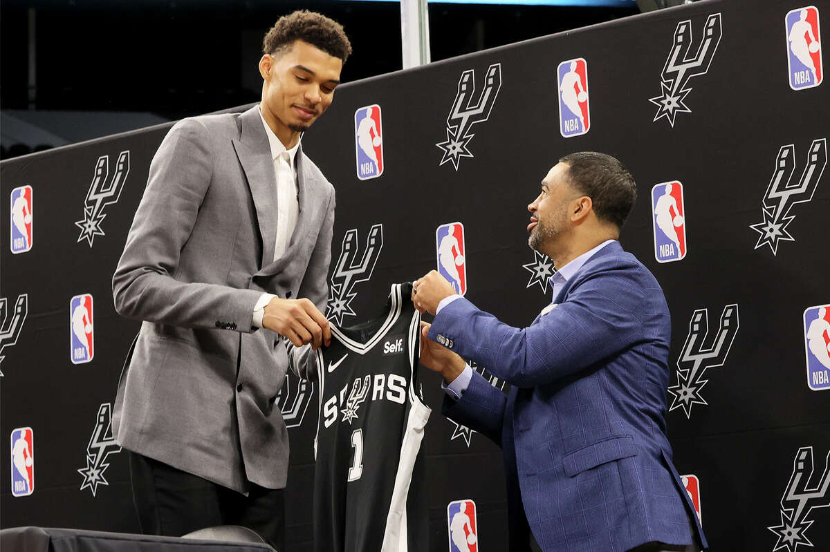 Victor Wembanyama, 7-foot-4 Frenchman, taken by the San Antonio Spurs with  first pick of NBA Draft