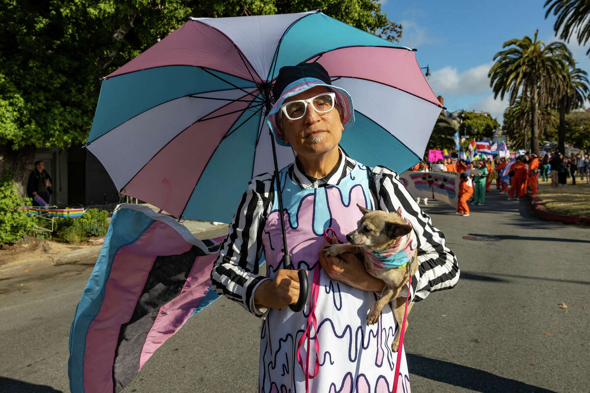 Bruce Beaudette and Yoko O-Yes before the San Francisco Trans March on Friday, June 23.