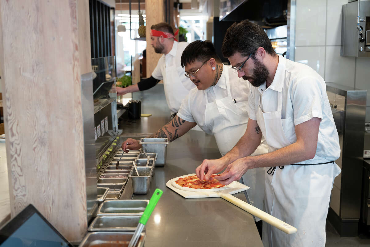 Chef Sam O’Brien Chef, Chef Mikee Tocus Robert Gilling at Flour + Water in San Francisco Calif., June 22, 2023