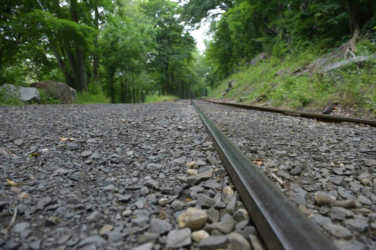 A rail crossing on the Sega Meadows Park section of the New Milford River Trail. Officials want to connect the New Milford River Trail to the Still River Greenway, in Brookfield. The trail; currently extends for five miles from the Boardman Road entrance to Gaylordsville. It runs on a crushed, gravel surface through Sega Meadows Park, where it joins the unpaved and lightly trafficked River Road, and continues to the center of Gaylordsville at Route 7. Monday, June 26, 2023, New Milford, Conn.