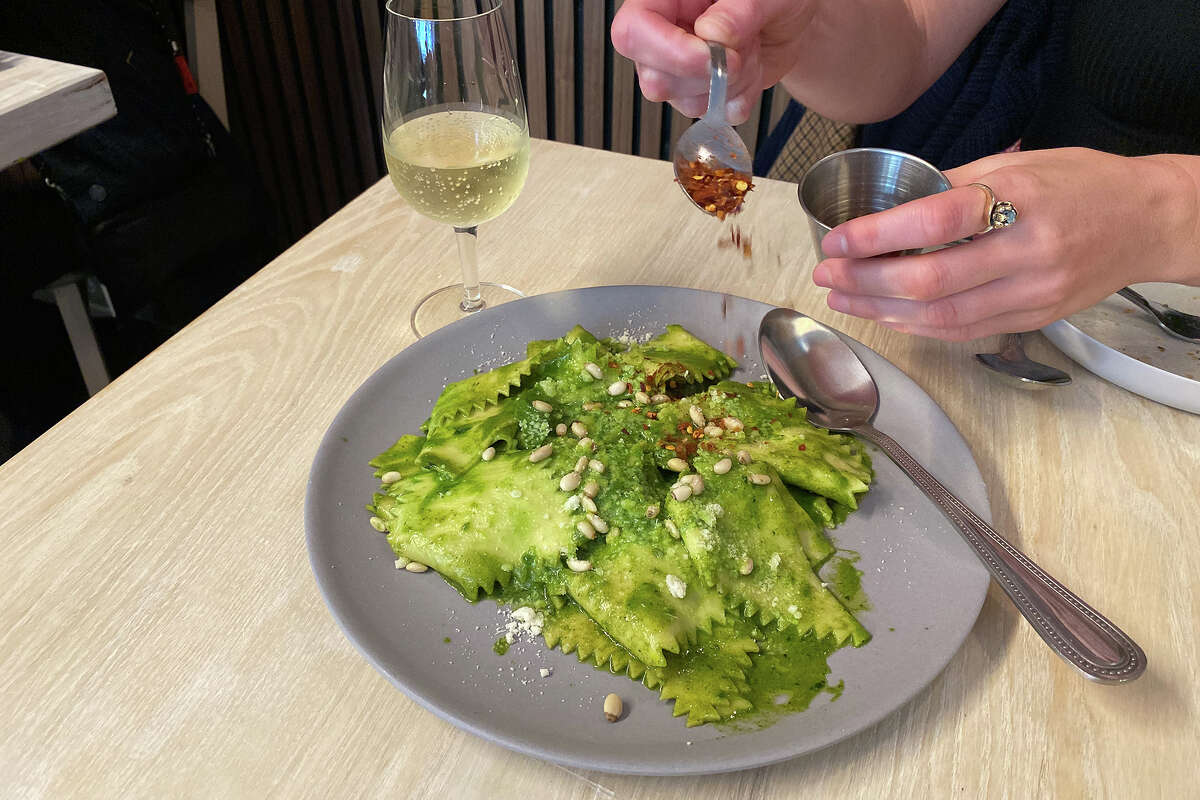 The maltagliata pesto pasta at Pasta Supply Co. by chef Anthony Strong.