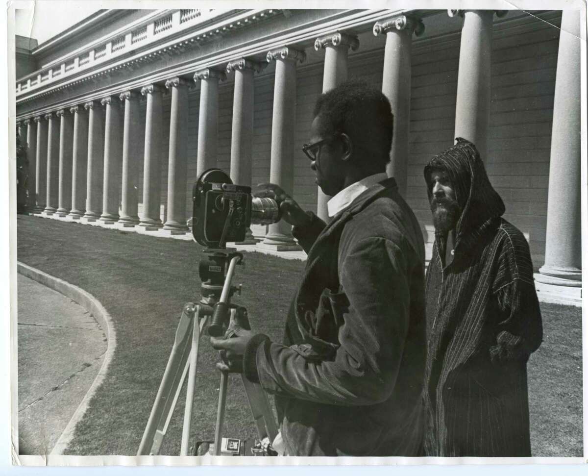 Mike Henderson makes his first 16mm film, “The Last Supper,” at the Palace of Fine Arts in San Francisco around 1969. He had purchased the camera with the settlement from getting hit by a truck while catching a cable car on Market Street to the San Francisco Art Institute.