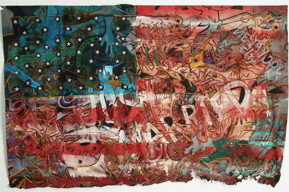 Mike Henderson, "Love it or Leave it, I Will Love it if You Leave it," 1976. Mixed media, 69 × 108 in. © Mike Henderson.