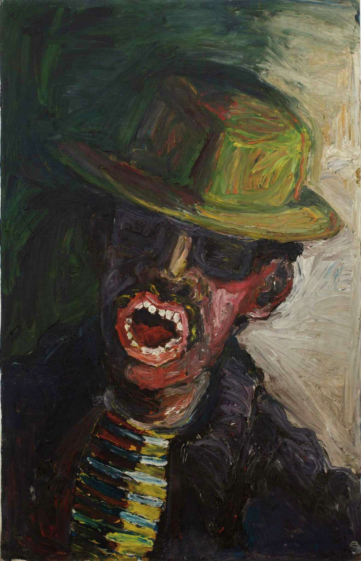 Mike Henderson, “Self Portrait,” 1966. Acrylic on canvas, 45 × 29 inches. Collection of John and Gina Wasson.