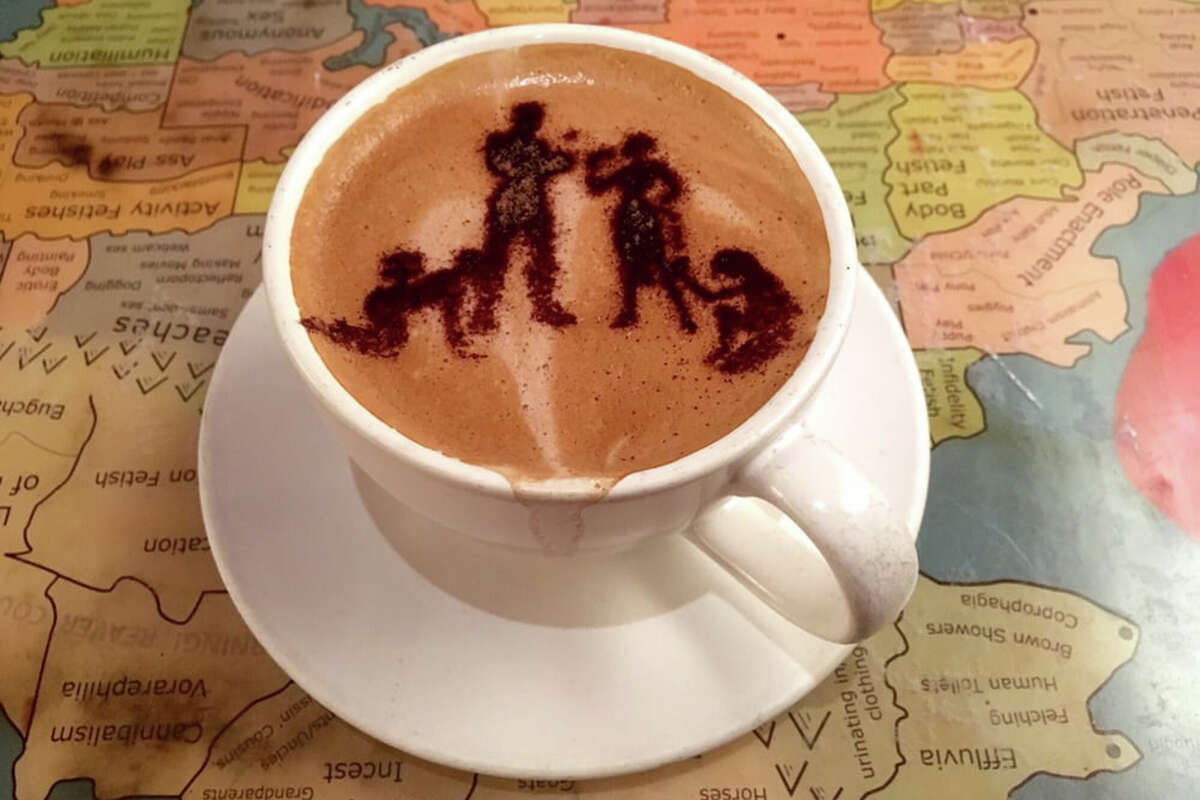 Latte art at Wicked Grounds in San Francisco.