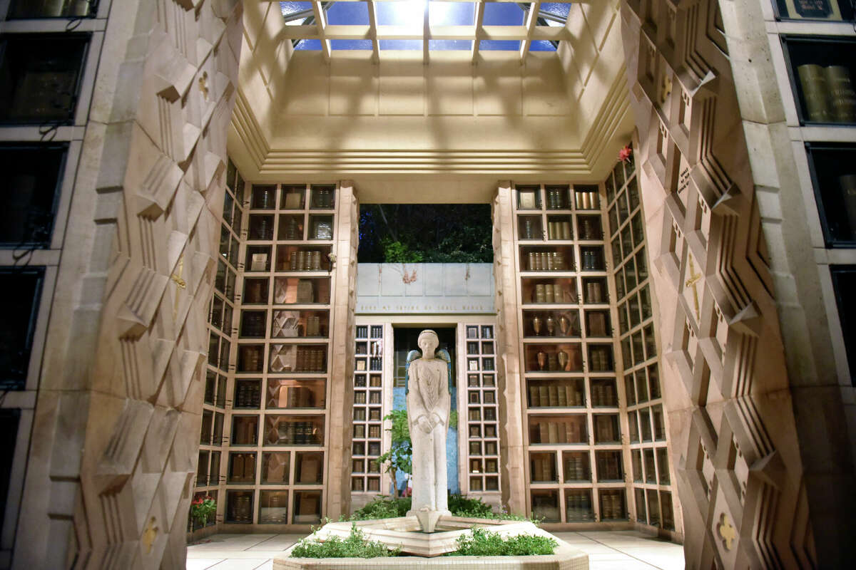 An interior view of the Chapel of the Chimes Funeral Home & Crematory, in Oakland. 