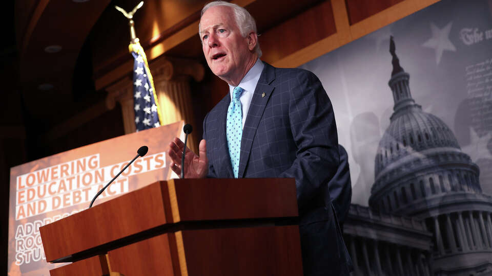 WASHINGTON, DC - JUNE 14: U.S. Sen. John Cornyn (R-TX) speaks at a press conference on student loans at the U.S. Capitol on June 14, 2023 in Washington, DC. The Senator spoke on legislation that would curb the increasing cost of higher education and would attempt to lower the amount of debt students take on. (Photo by Kevin Dietsch/Getty Images)