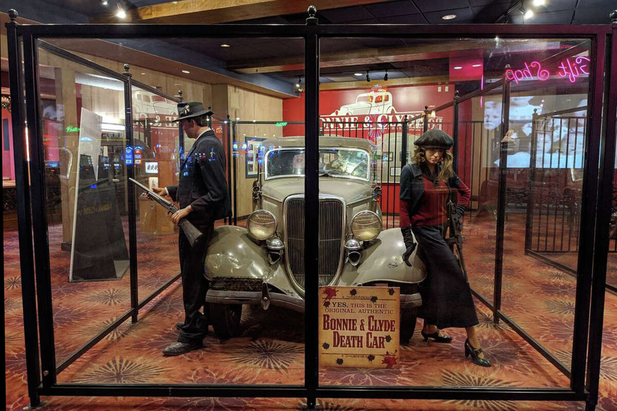 Originally at Whiskey Pete’s, the Bonnie and Clyde exhibit at Buffalo Bill’s in Primm, Nev., features the car in which they were killed. More than 100 bullet holes can be seen on its exterior.