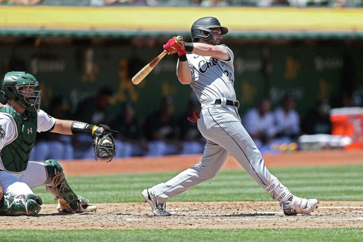 Zach Remillard of the Chicago White Sox reacts after a single during  News Photo - Getty Images