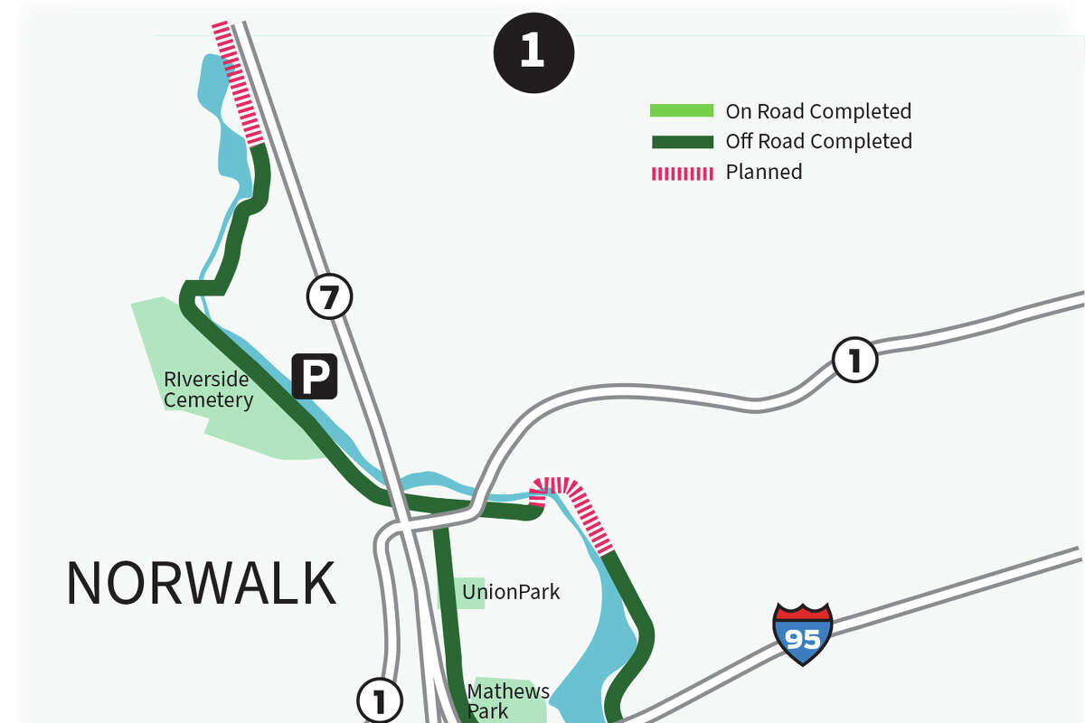 The portion of the NRVT already completed in Norwalk begins at Calf Pasture Beach, goes to the Maritime Aquarium to Oyster Shell Park, up to Stepping Stones Museum and Lockwood-Mathews Mansion and then on to Union Park. From Union Park, it returns to the riverside and runs almost two miles to Deering Pond at Broad Street. Additionally, thereâs a small section in Redding that will connect to the Ridgefield Ramble.