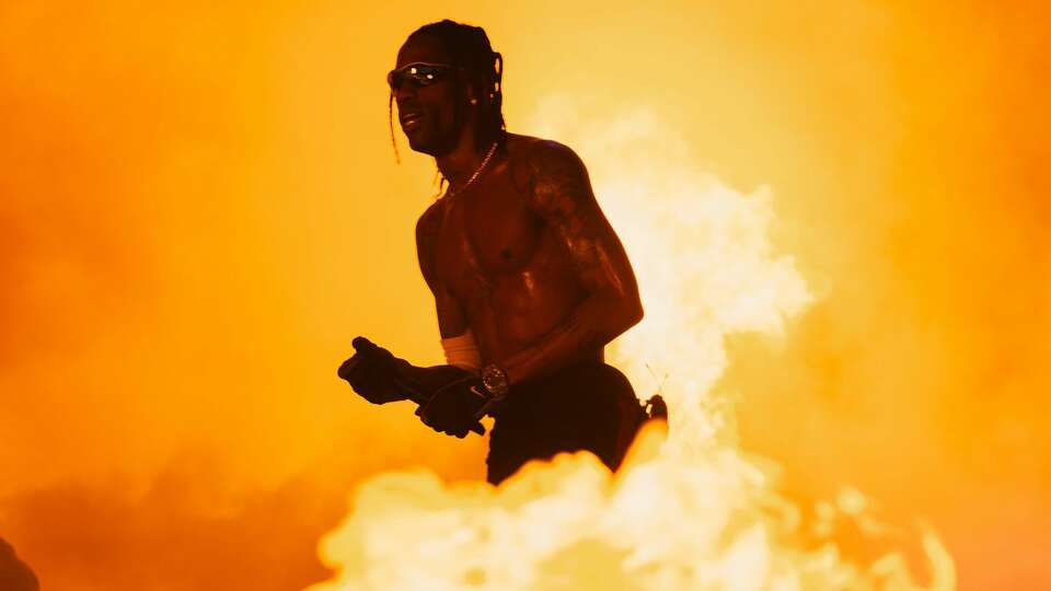 Travis Scott at the 2023 Wireless Festival in London.