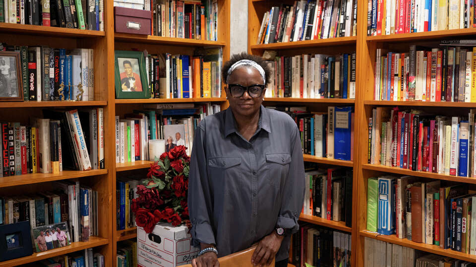 Kathleen McElroy, a professor of journalism at the University of Texas at Austin's School of Journalism and a graduate of Texas A&M, in her apartment in Austin on July 11, 2023.