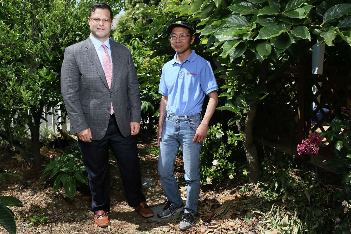 Yunfei Chen (right) and his business partner, Charlie Lucero, are the founders of Calmei, a startup responsible for bringing yangmei to California farmers and stores.