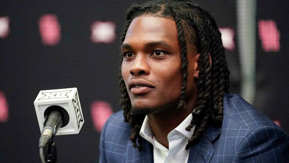 Houston linebacker Hasaan Hypolite speaks during the Big 12 college football media days in Arlington, Texas, Wednesday, July 12, 2023. (AP Photo/LM Otero)