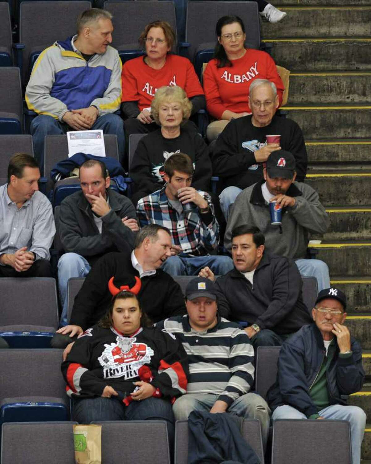 Fans out for the Albany Devils game still wore River Rats jerseys. (Lori Van Buren / Times Union)