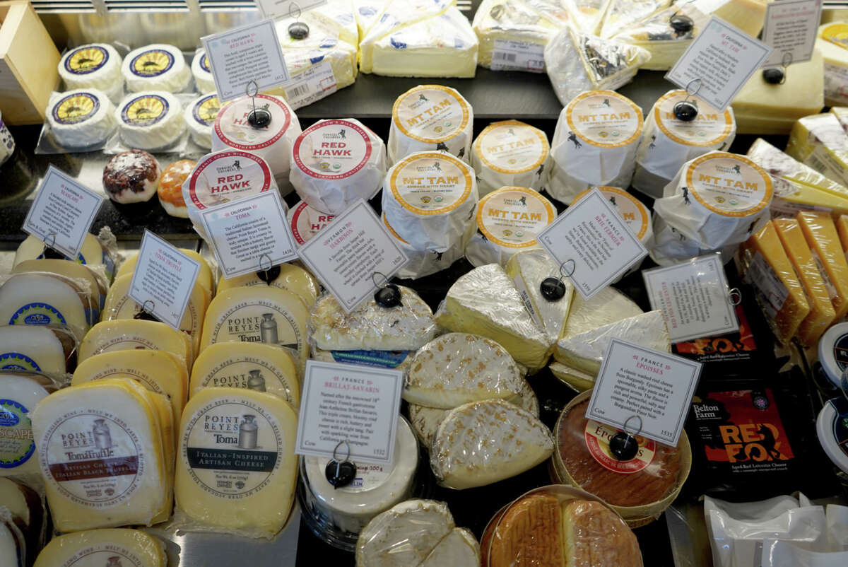 A selection of cheese featured inside Half Moon Bay Wine and Cheese. 