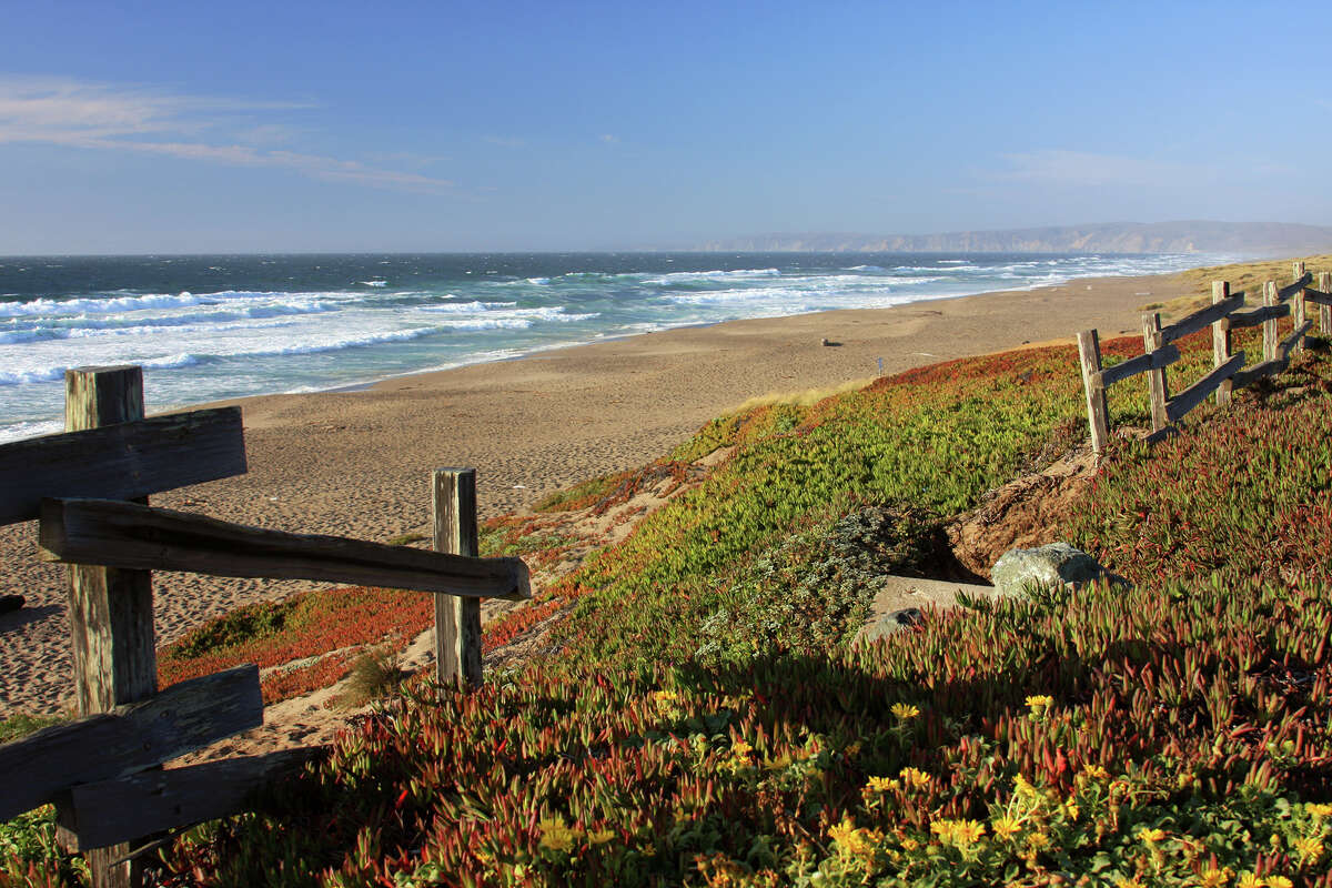 A view of the coastline, in Half Moon Bay.