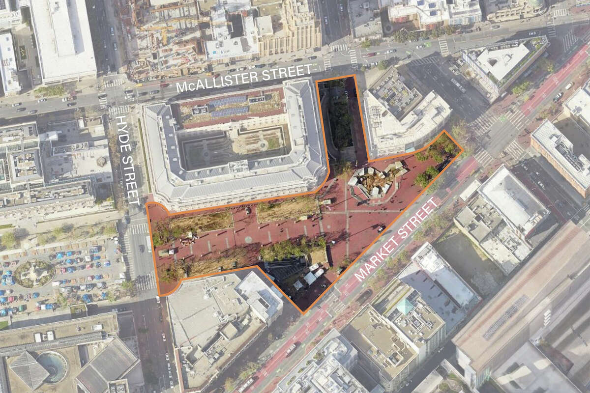 Project plans for a potential remodel of the United Nations Plaza. 