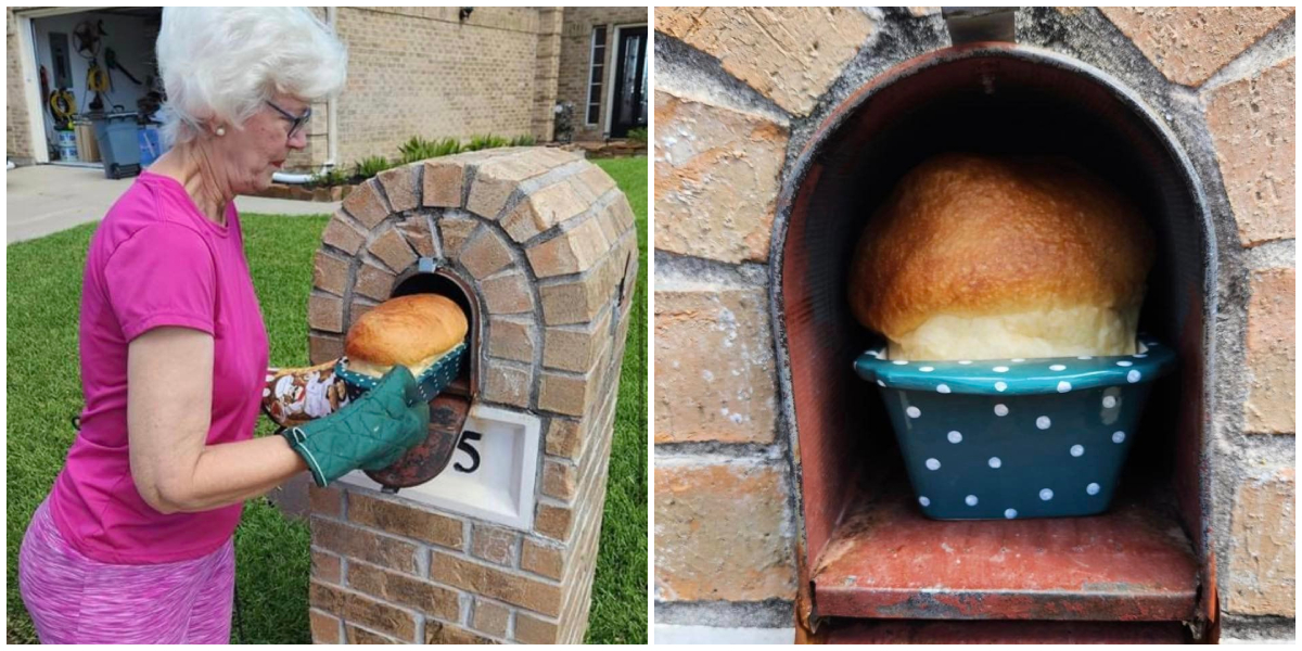 La foto di una donna di Houston che cuoce il pane nella cassetta delle lettere è per metà vera