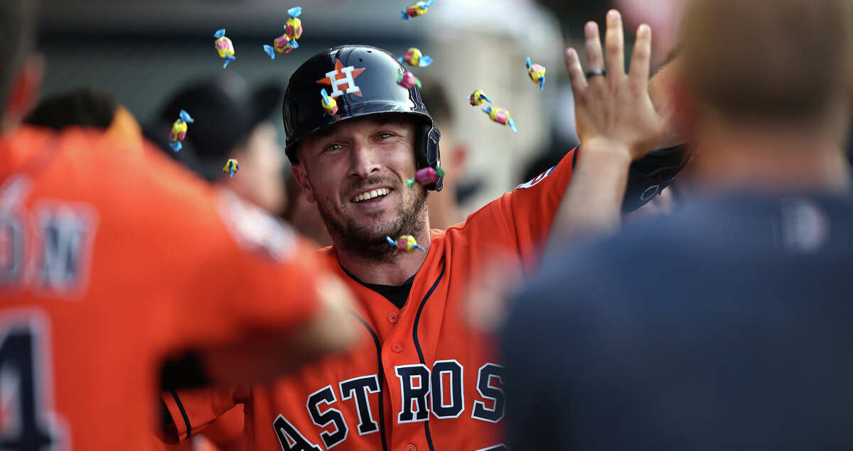 Alex Bregman and Chas McCormick of the Houston Astros celebrate a