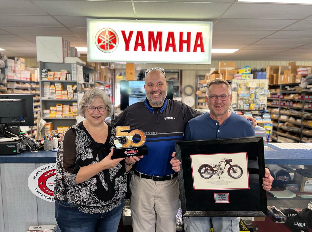 Lindy's Sales in Quanicassee awarded 50 year milestone form Yamaha
