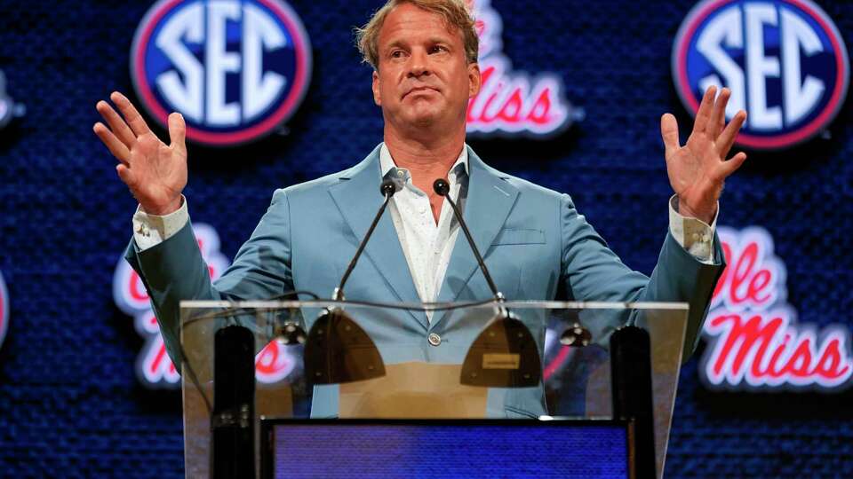 Mississippi head coach Lane Kiffin speaks during NCAA college football Southeastern Conference Media Days, Thursday, July 20, 2023, in Nashville, Tenn. (AP Photo/George Walker IV)