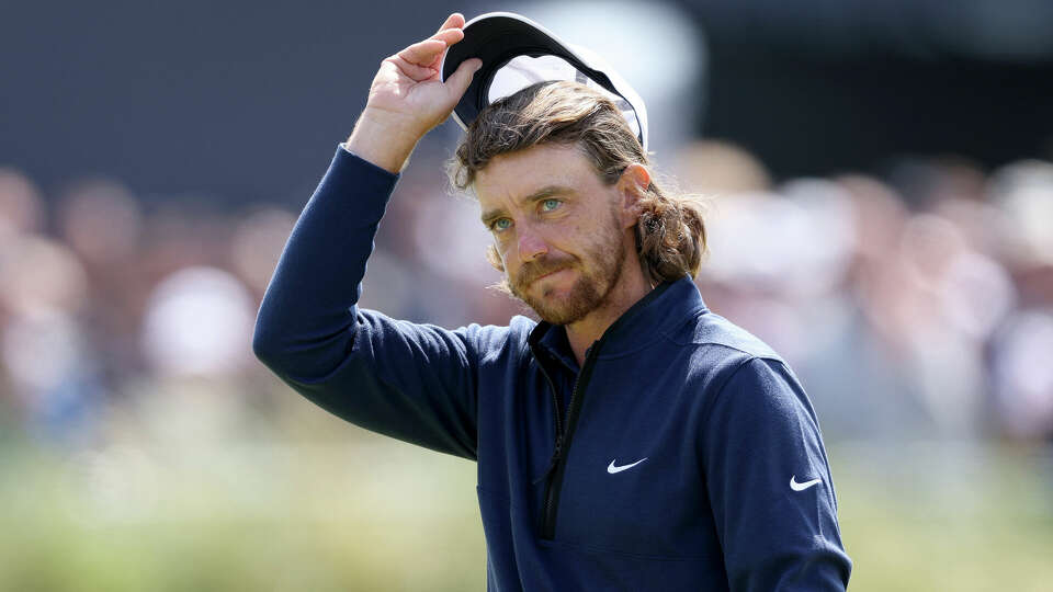 Tommy Fleetwood of England acknowledges the crowd on Day One of The 151st Open at Royal Liverpool Golf Club on July 20, 2023 in Hoylake, England. (Photo by Warren Little/Getty Images)