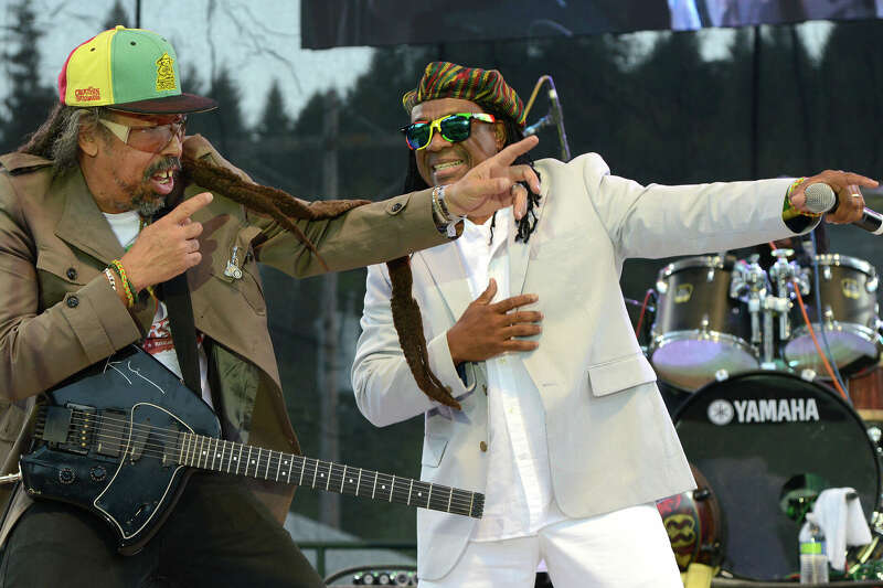 PIERCY, CA - AUGUST 02: Richard Daley and AJ Brown of Third World perform during the 30th Annual Reggae On The River Festival on August 2, 2014 in Piercy, California. (Photo by C Flanigan/Getty Images)