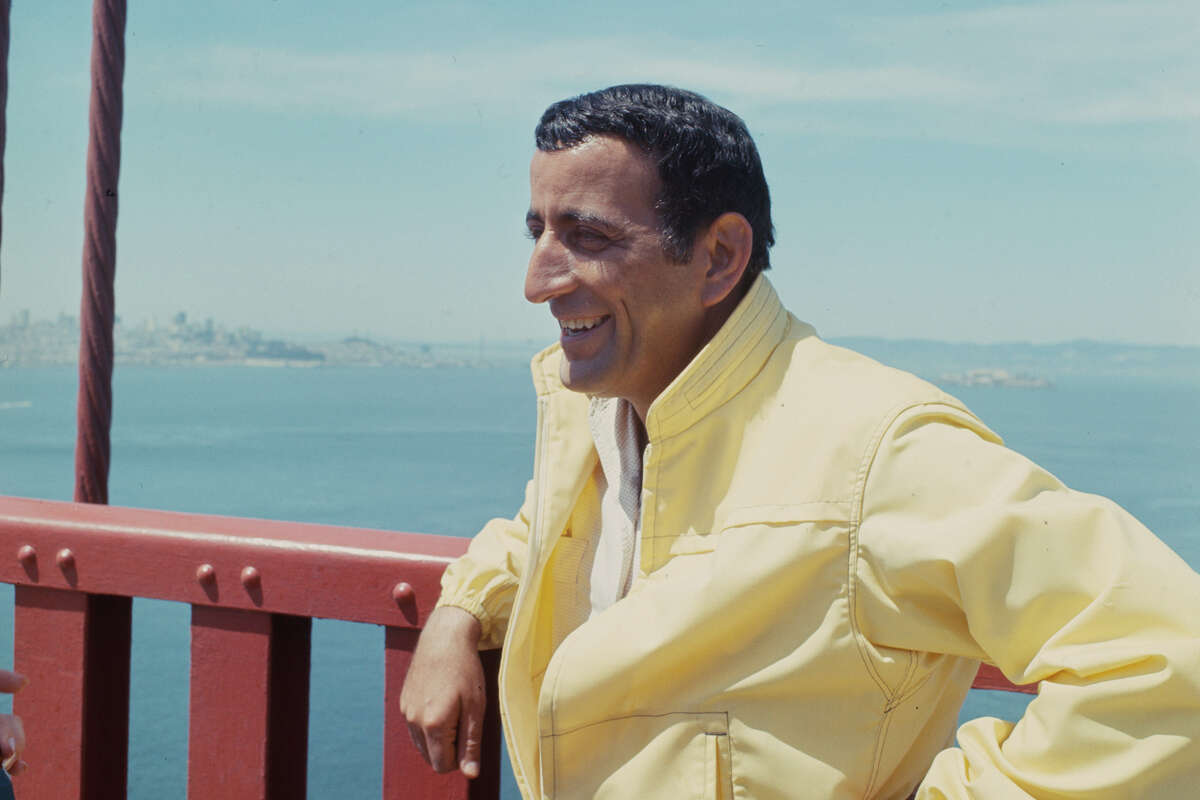 Tony Bennett on the Golden Gate Bridge in San Francisco in 1967.