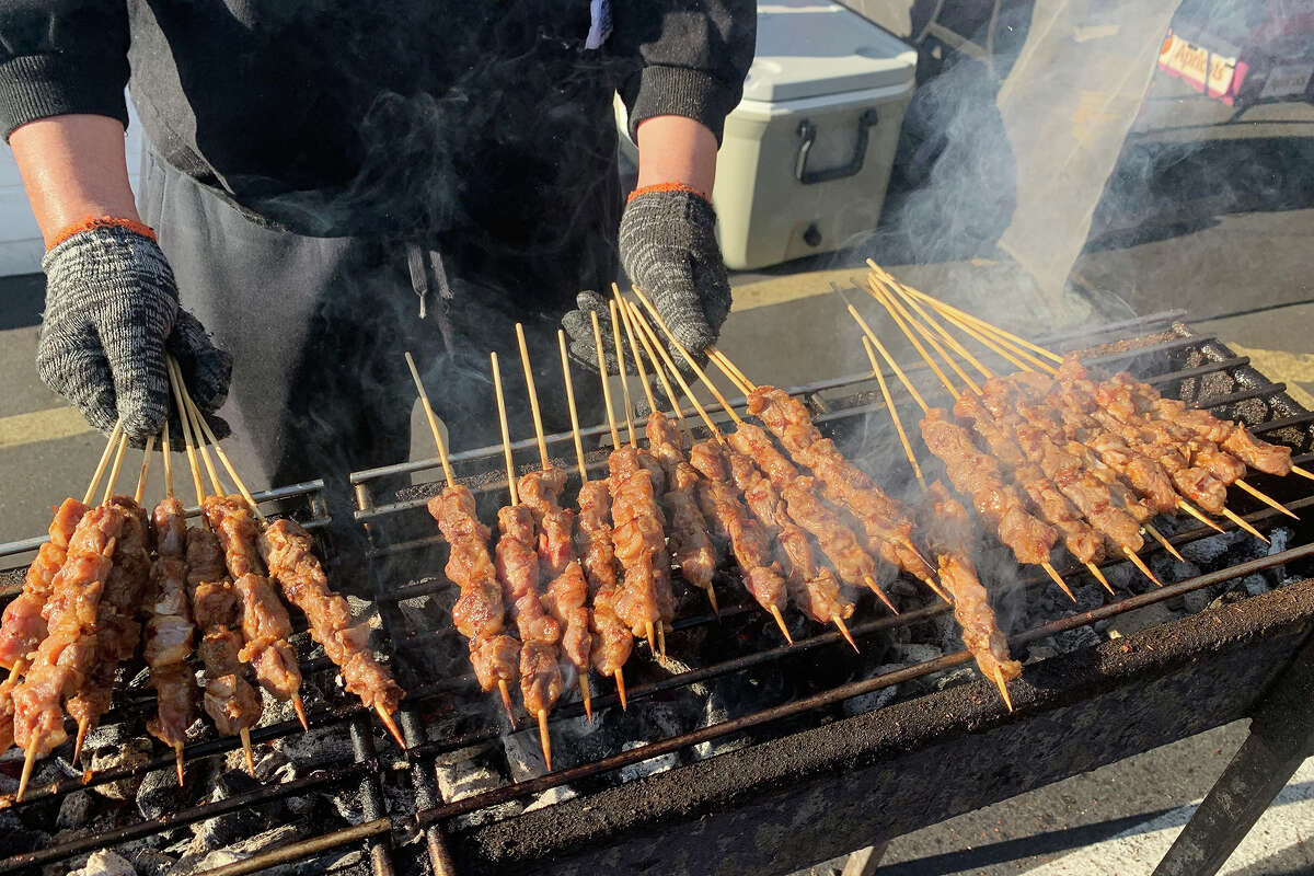 Chicken skewers from Taste Memory at 626 Night Market in Arcadia California.