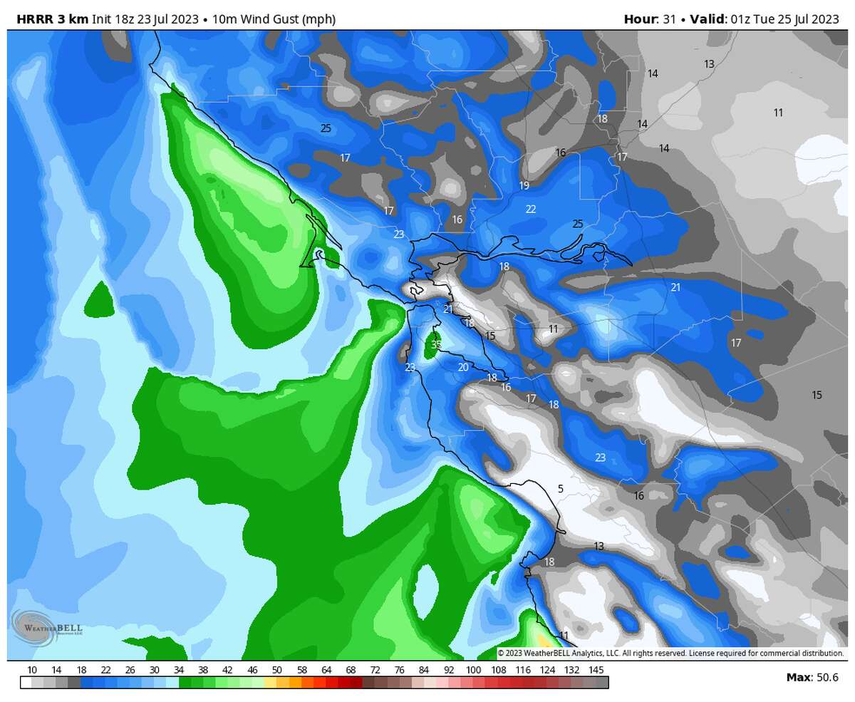 Bay Area cooler temperatures and wind incoming