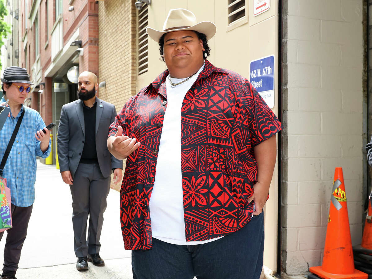 Singer Iam Tongi is seen arriving at "Live with Kelly and Mark" on May 23, 2023 in New York City. The "American Idol" winner will be among the acts performing at the 2023 Holo Holo Music Festival in Sacramento.