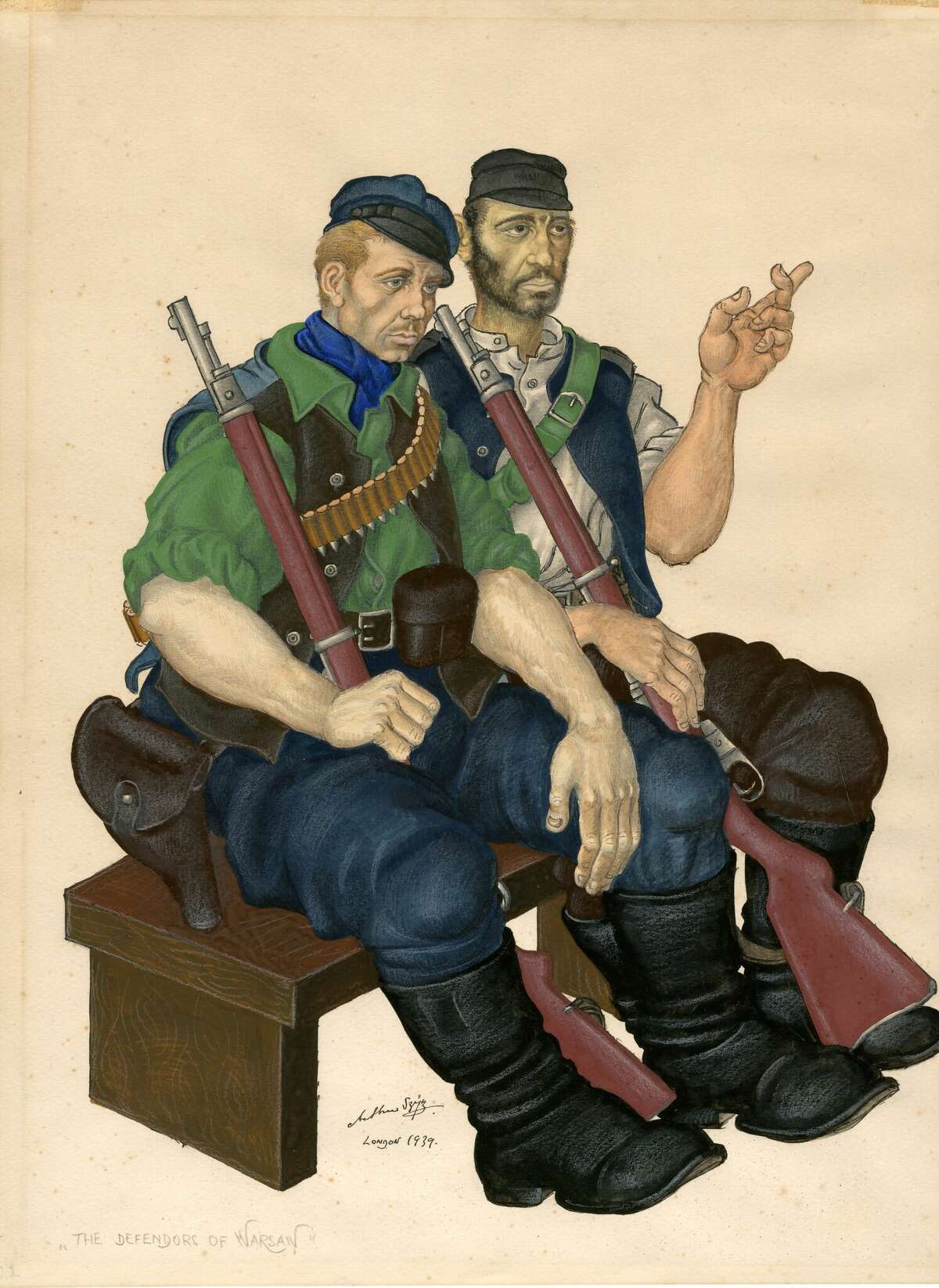 Arthur Szyk, Defenders of Warsaw, 1939, watercolor, gouache, ink, and graphite on paper. Courtesy of Taube Family Arthur Szyk Collection, The Magnes Collection of Jewish Art and Life, University of California, Berkeley.