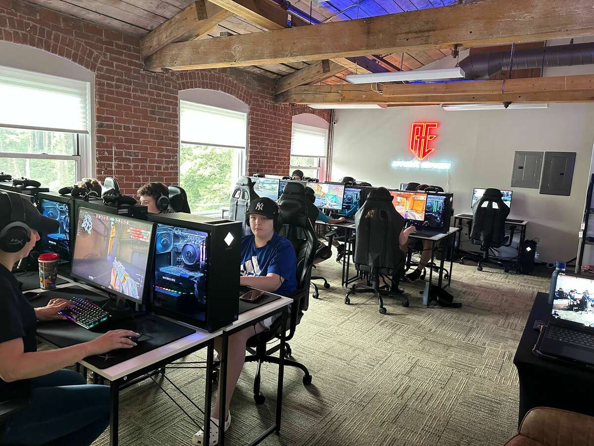 Students at the Affinity Esports gaming school in Newtown hone their video game skills.