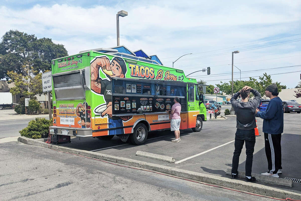 The bright-green food truck for Tacos El Jerry, pictured July 16, 2023, in Watsonville, is easy to spot.