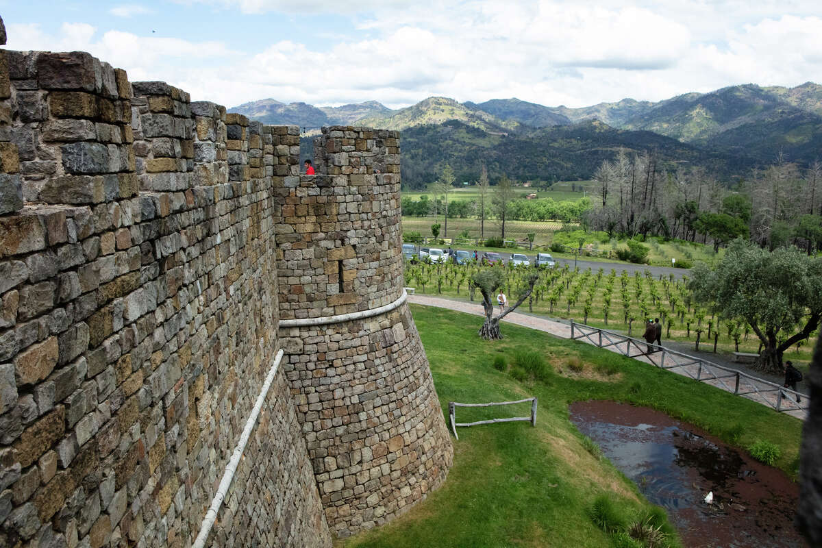 Guests can climb the wine castle’s towers to see the picturesque Napa Valley countryside.