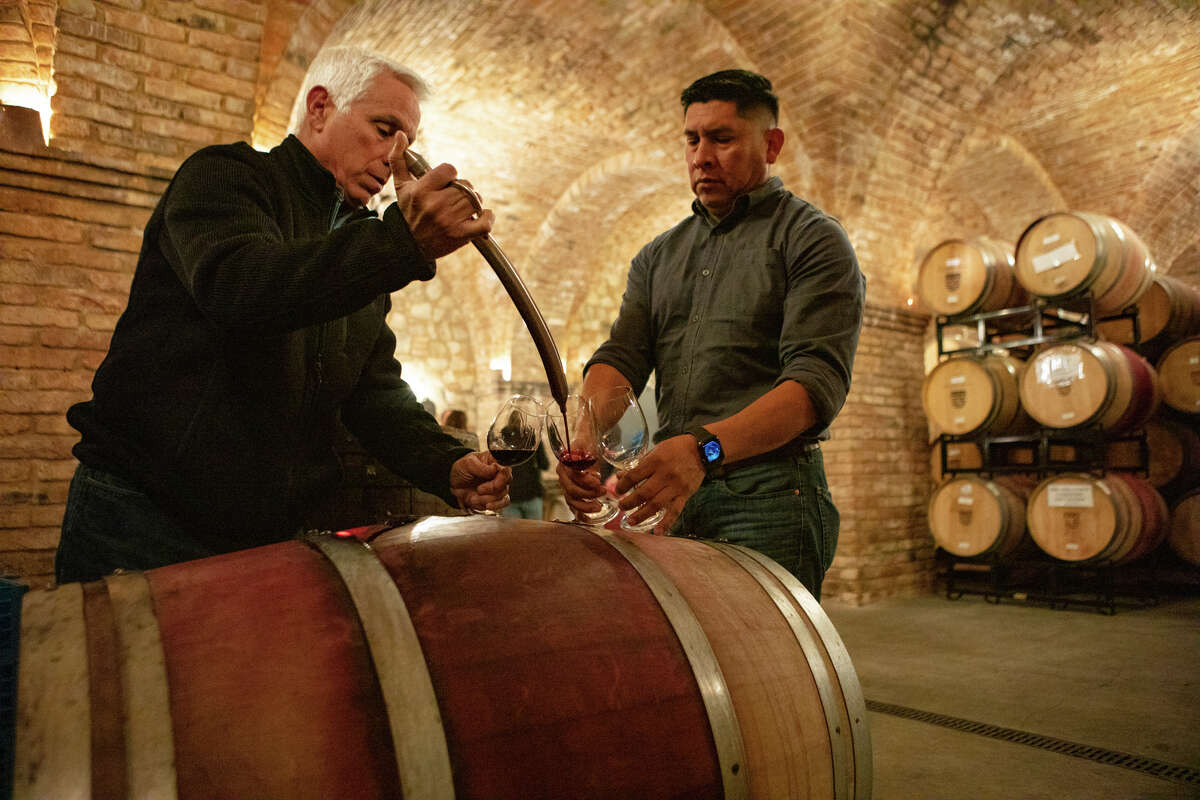 Guests can drink wine pulled directly from oak barrels inside the castle’s grand barrel room.