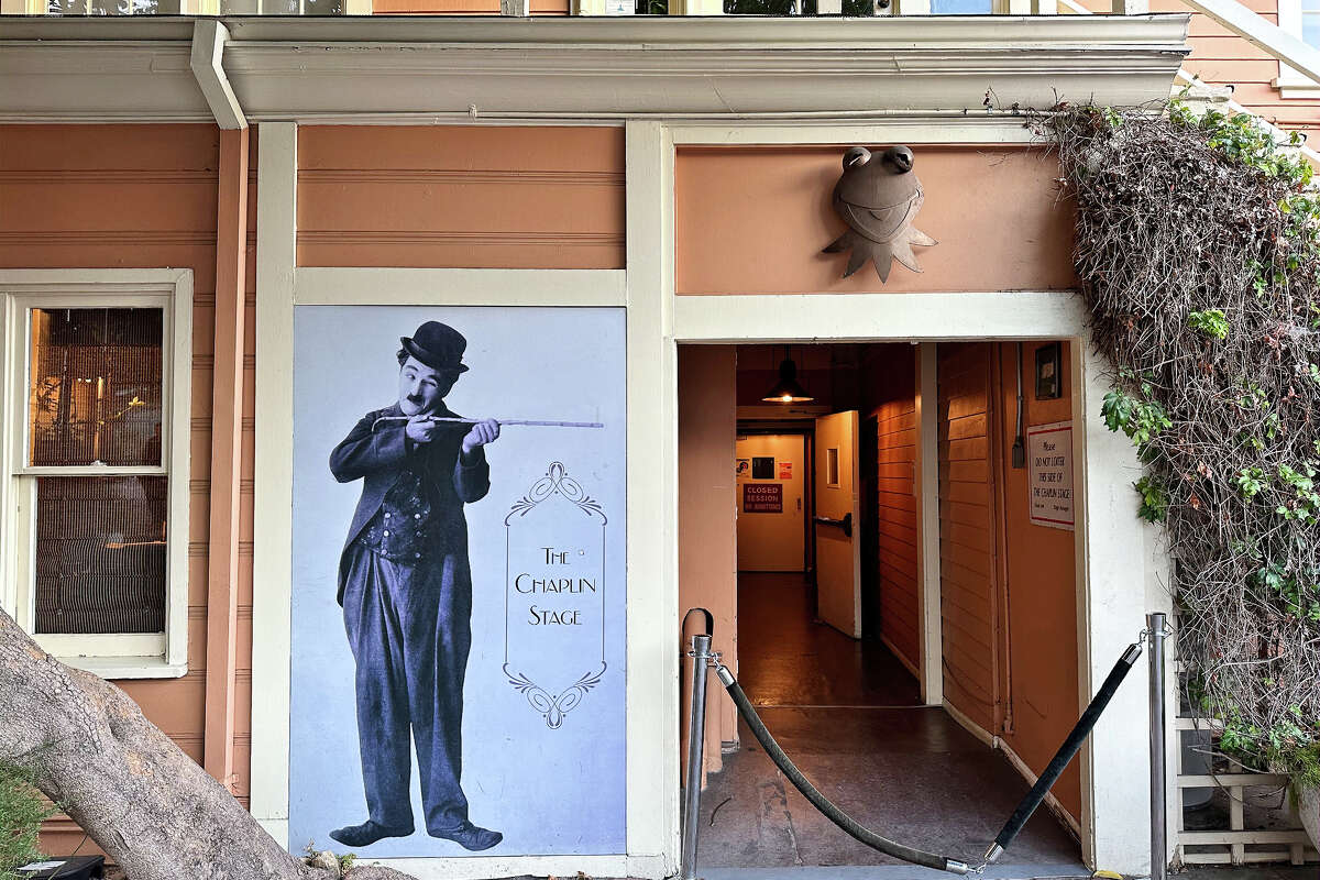 The entrance to the Chaplin Stage, with Kermit presiding over the scene.