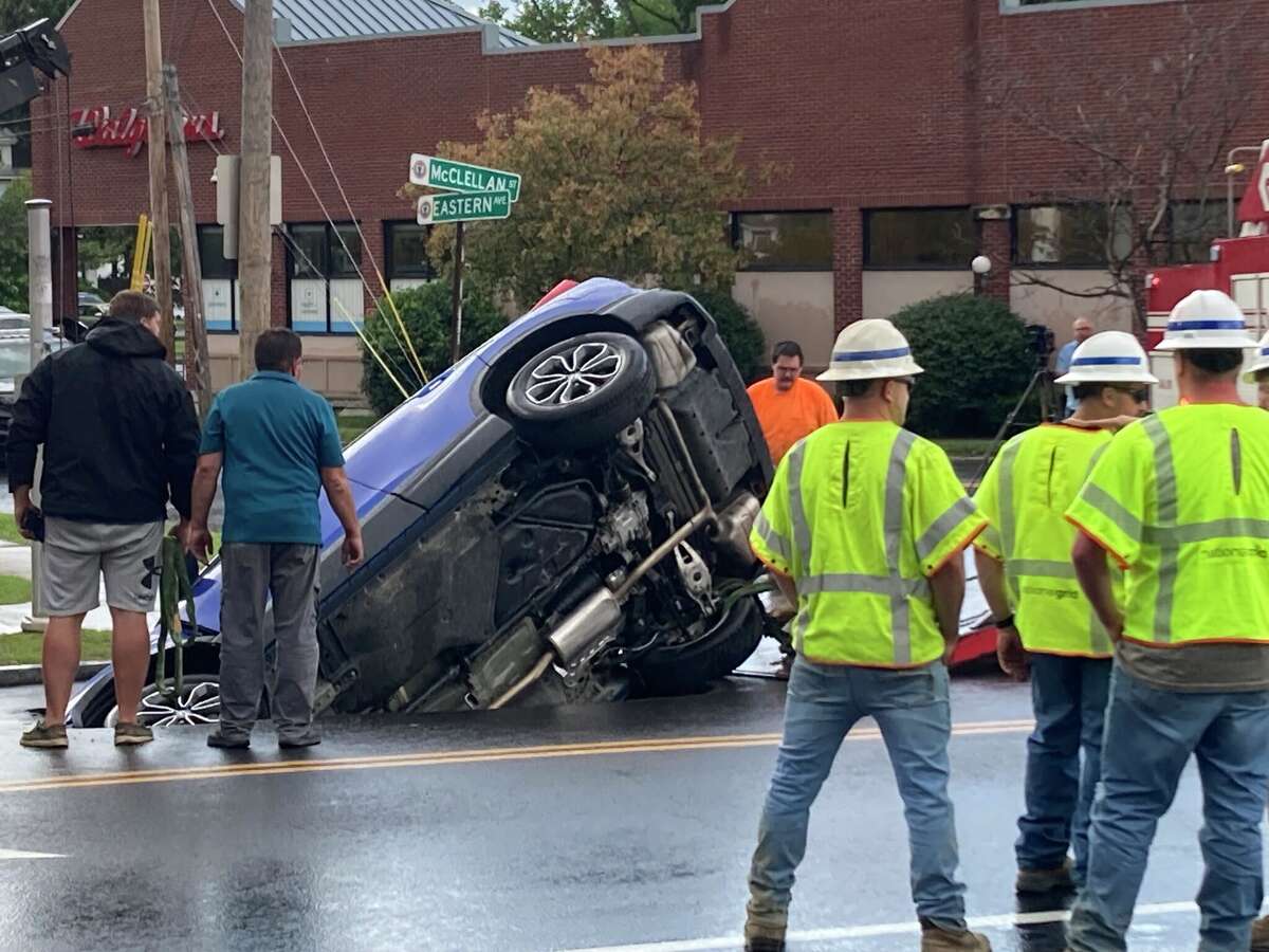 Schenectady sinkhole swallows car