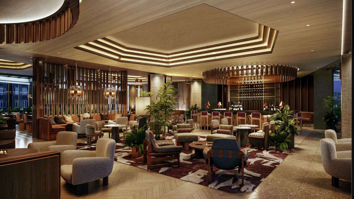 A rendering of the Jay’s new restaurant and bar space. The hotel plans to open in September.
