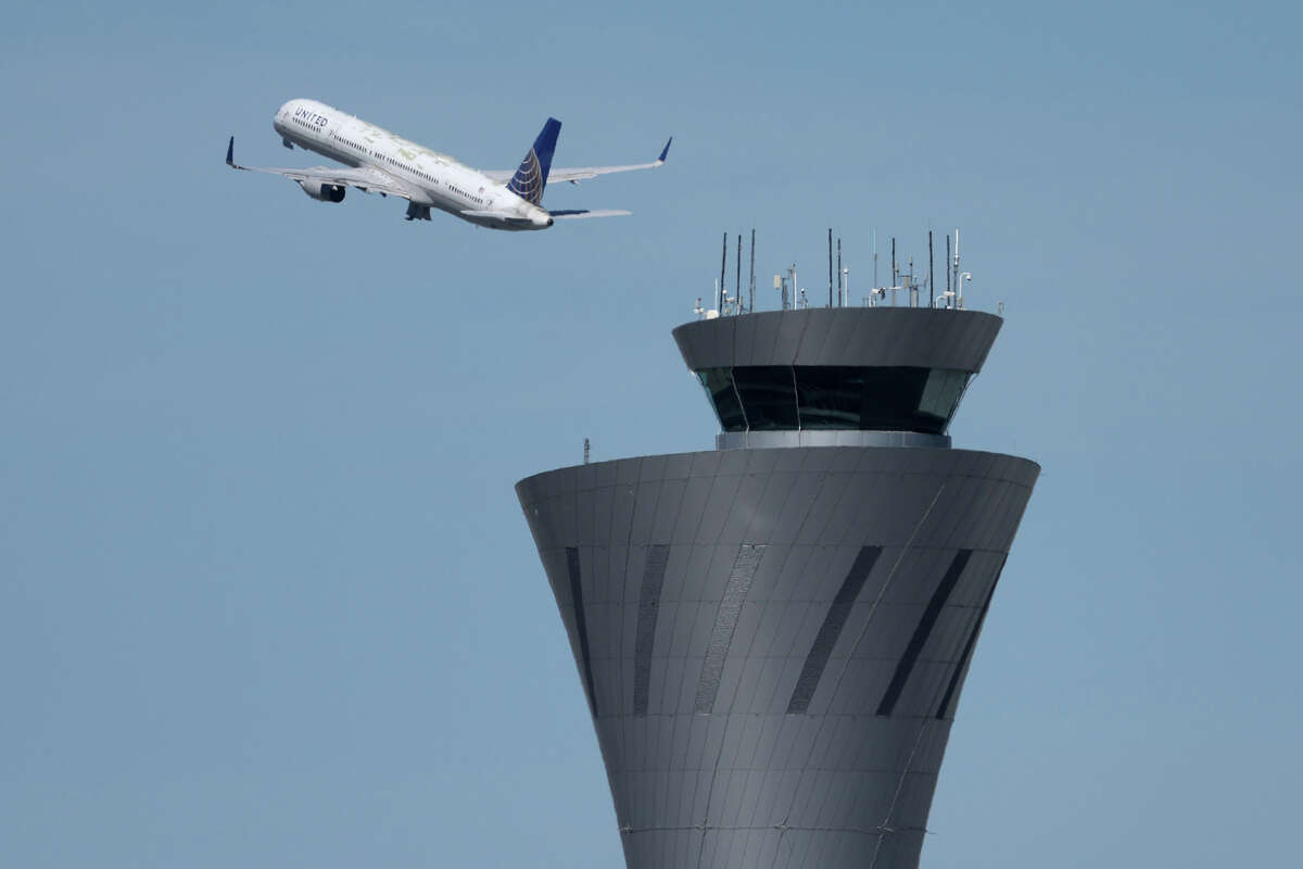 FILE: A United Airlines plane takes off from San Francisco International Airport on March 07, 2022 in San Francisco. 