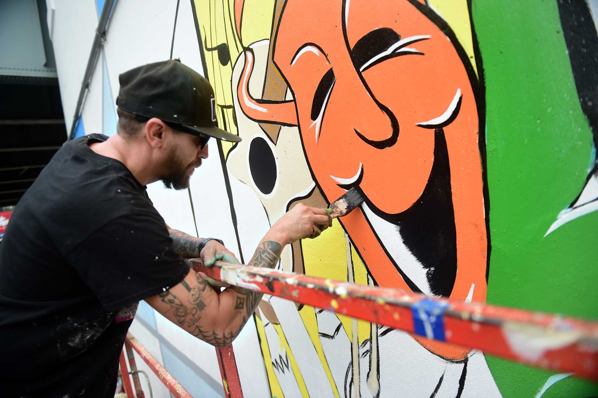 Giant mural celebrating Fair Haven takes shape at Ferry Street