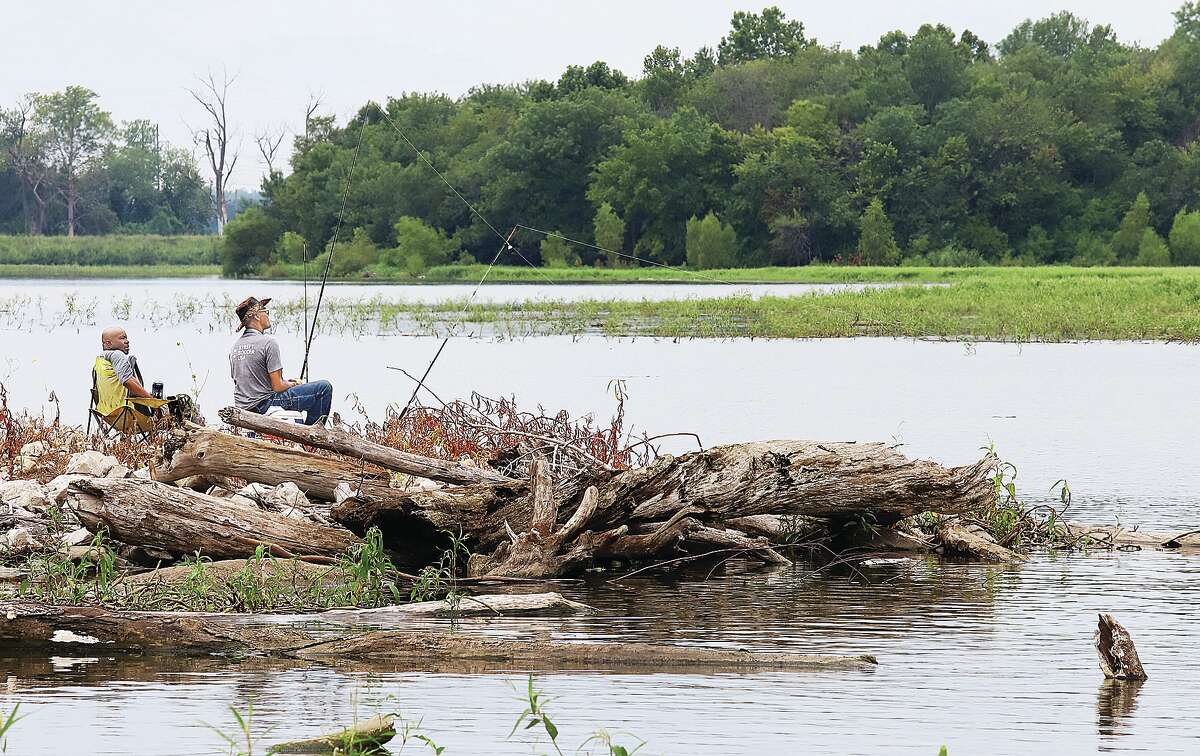 Fine weather for fishing in West Alton