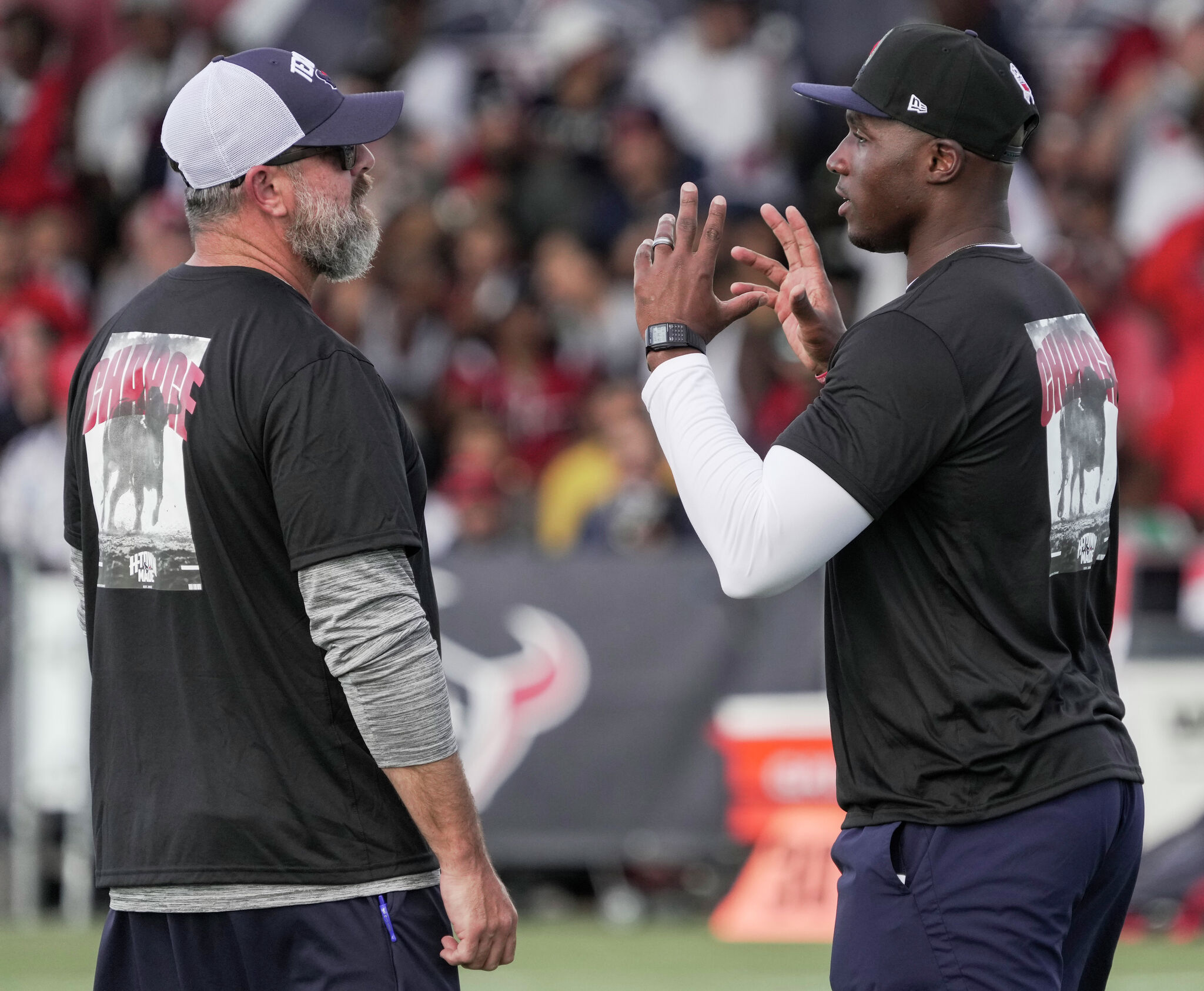 Texans defensive coordinator Matt Burke calling plays during preseason:  'Been running fairly smoothly'